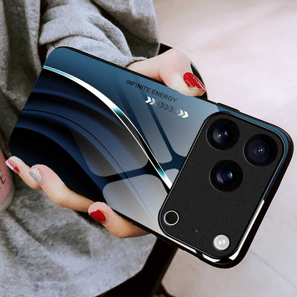 For iPhone 17 Pro Max Case Anti Drop PC TPU Tempered Glass Pattern Printing Phone Back Cover - B0176