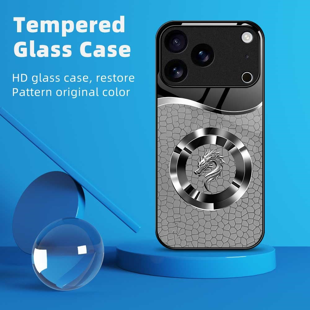 For iPhone 17 Pro Max Case Anti Drop PC TPU Tempered Glass Pattern Printing Phone Back Cover - B0177
