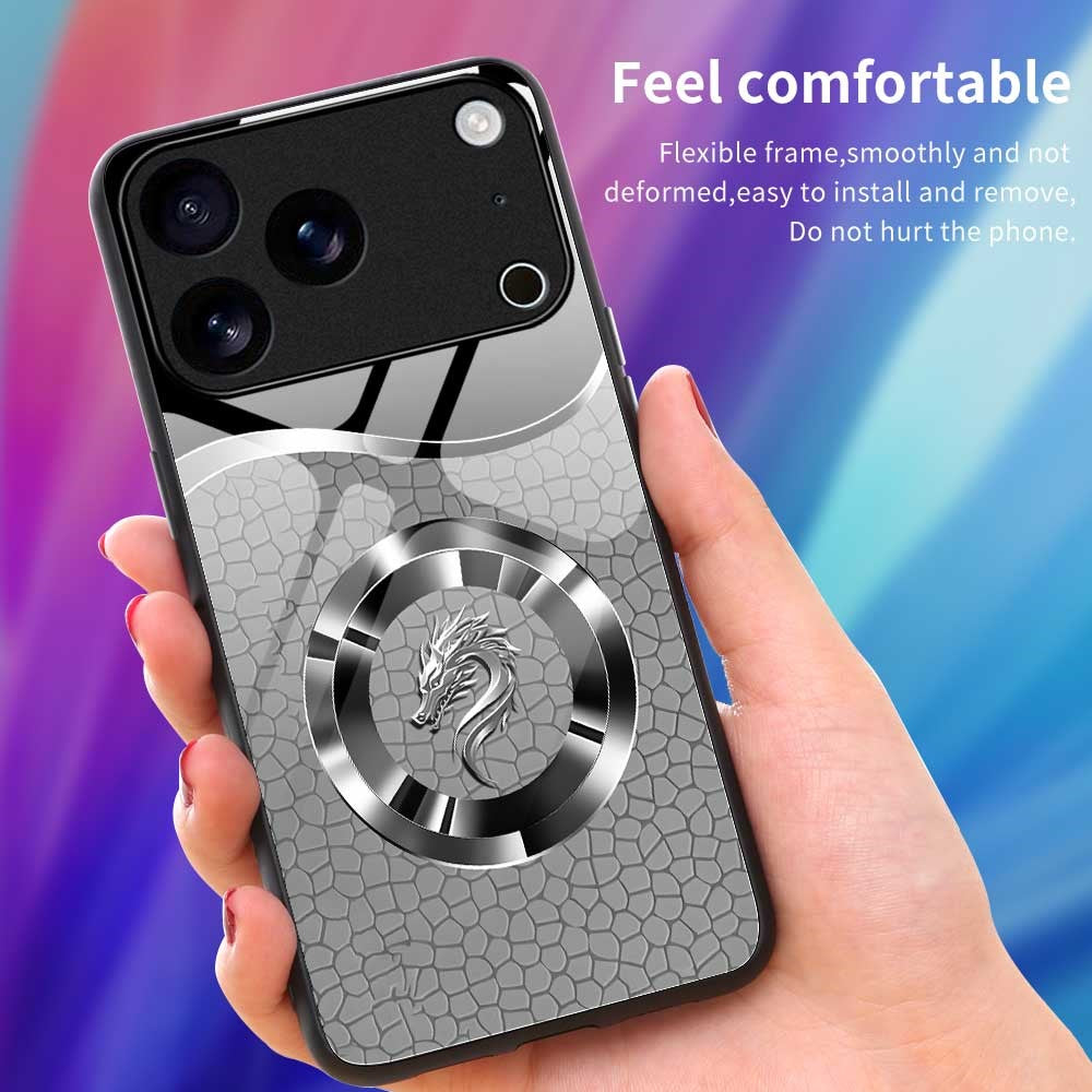 For iPhone 17 Pro Max Case Anti Drop PC TPU Tempered Glass Pattern Printing Phone Back Cover - B0177