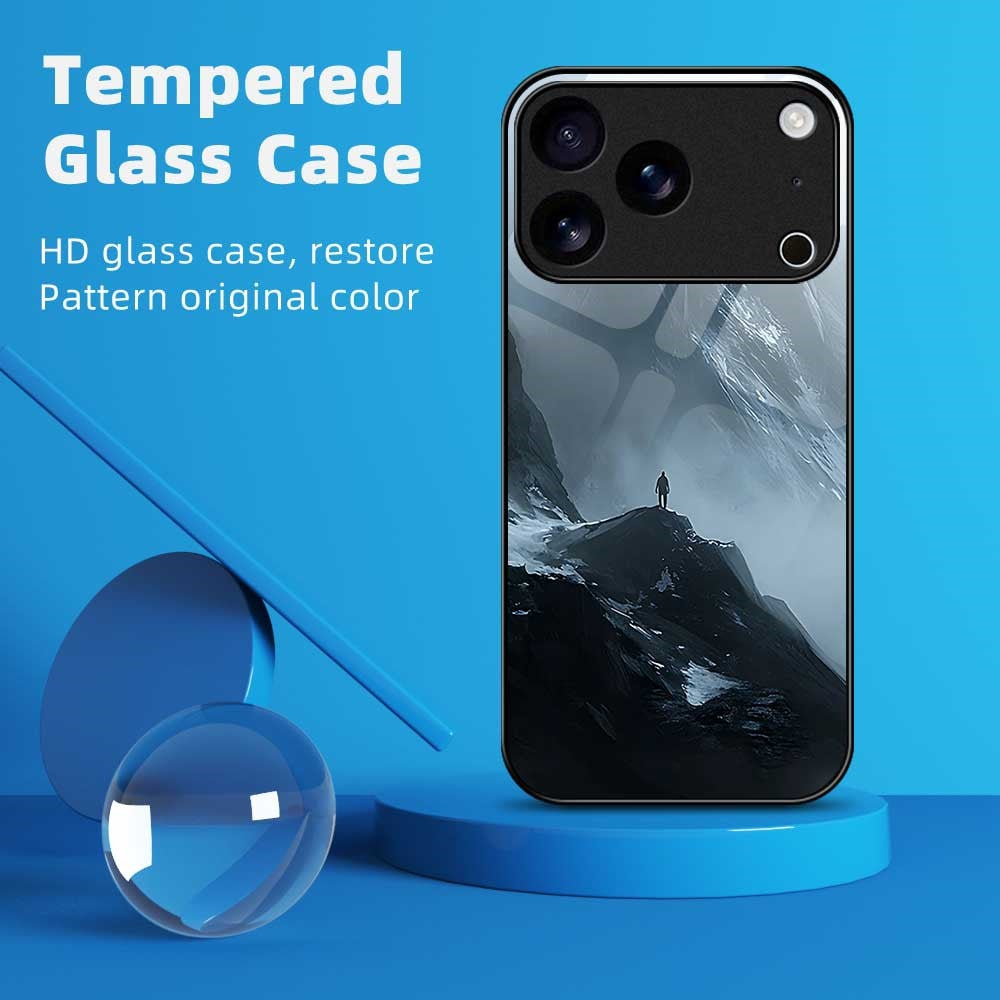 For iPhone 17 Pro Max Case Anti Drop PC TPU Tempered Glass Pattern Printing Phone Back Cover - B0178