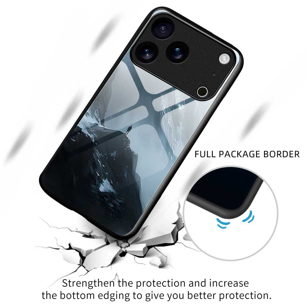 For iPhone 17 Pro Max Case Anti Drop PC TPU Tempered Glass Pattern Printing Phone Back Cover - B0178
