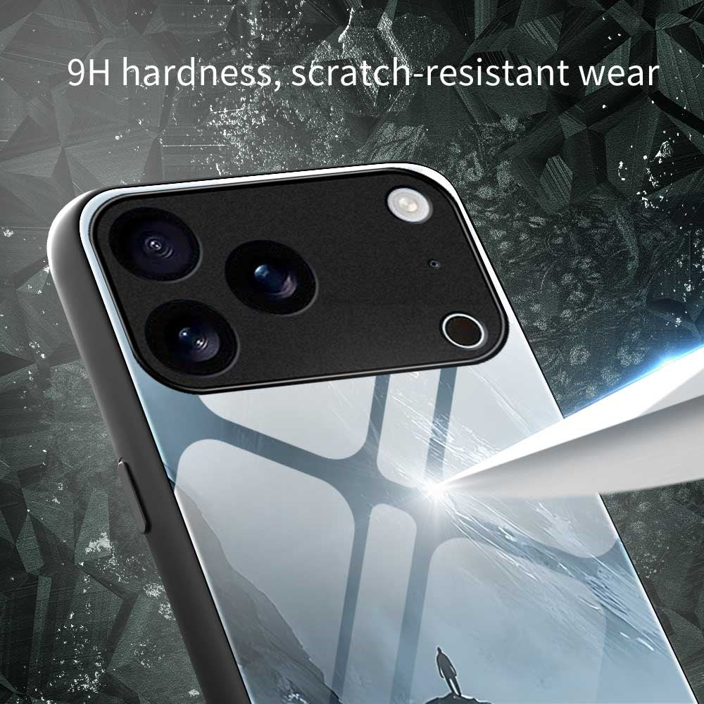 For iPhone 17 Pro Max Case Anti Drop PC TPU Tempered Glass Pattern Printing Phone Back Cover - B0178