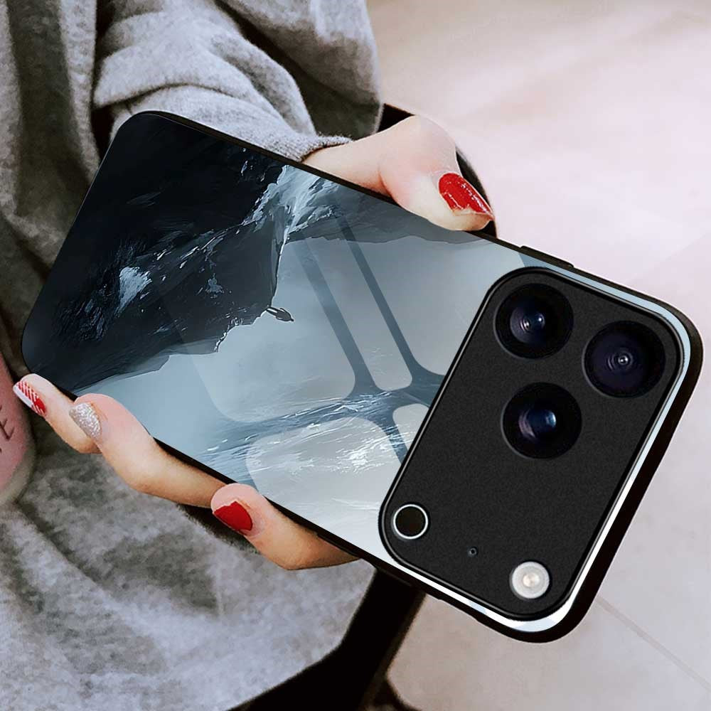 For iPhone 17 Pro Max Case Anti Drop PC TPU Tempered Glass Pattern Printing Phone Back Cover - B0178