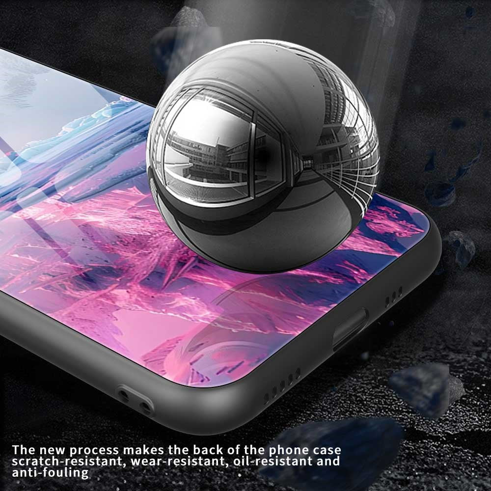 For iPhone 17 Pro Max Case Anti Drop PC TPU Tempered Glass Pattern Printing Phone Back Cover - B0179