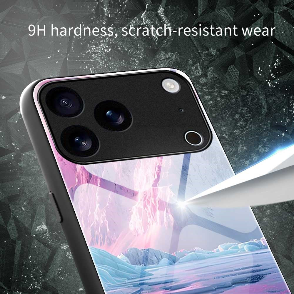 For iPhone 17 Pro Max Case Anti Drop PC TPU Tempered Glass Pattern Printing Phone Back Cover - B0179