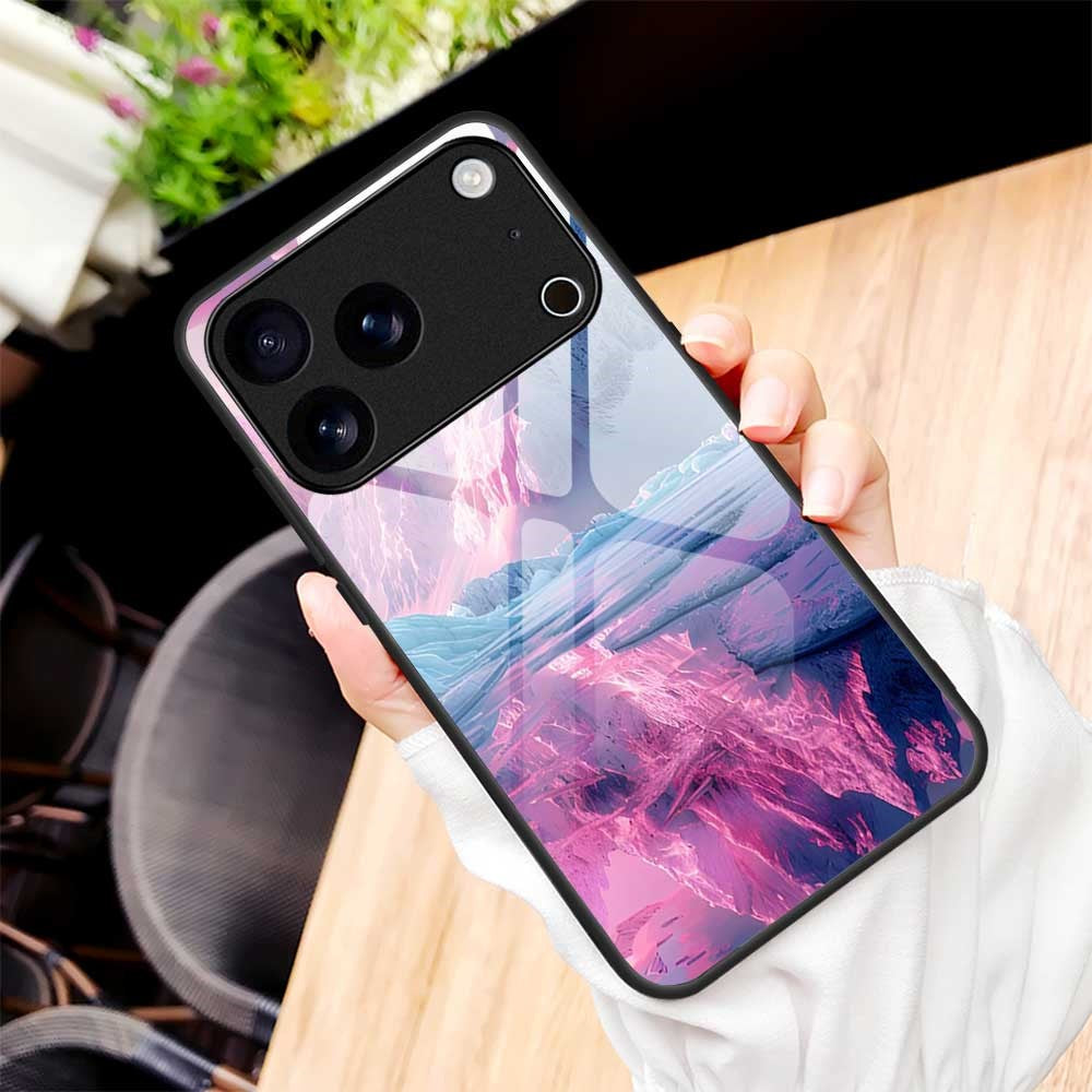 For iPhone 17 Pro Max Case Anti Drop PC TPU Tempered Glass Pattern Printing Phone Back Cover - B0179