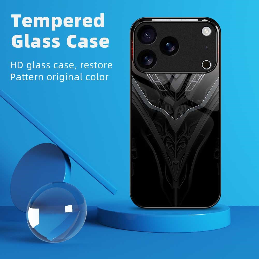 For iPhone 17 Pro Max Case Anti Drop PC TPU Tempered Glass Pattern Printing Phone Back Cover - B0181