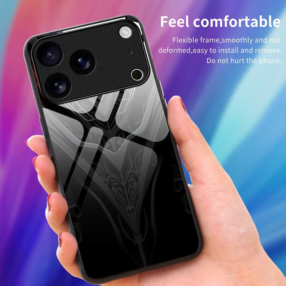 For iPhone 17 Pro Max Case Anti Drop PC TPU Tempered Glass Pattern Printing Phone Back Cover - B0181