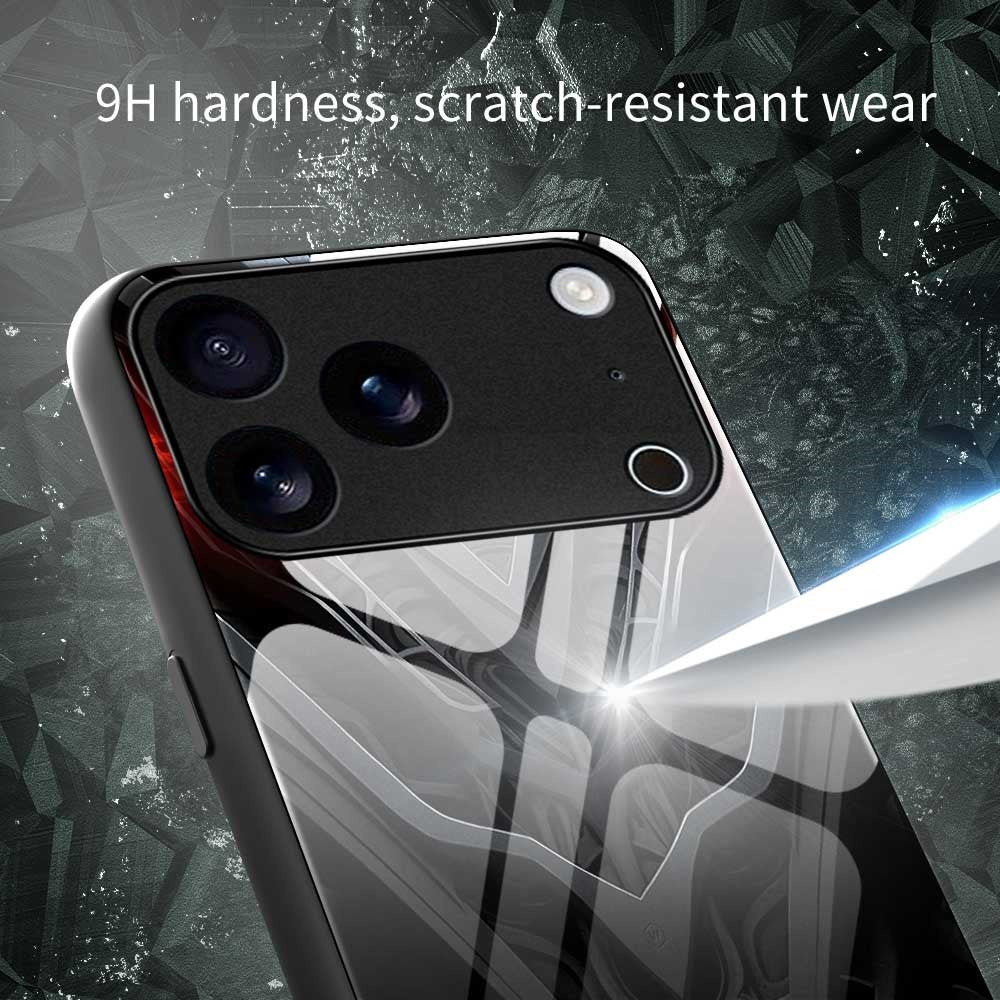 For iPhone 17 Pro Max Case Anti Drop PC TPU Tempered Glass Pattern Printing Phone Back Cover - B0181