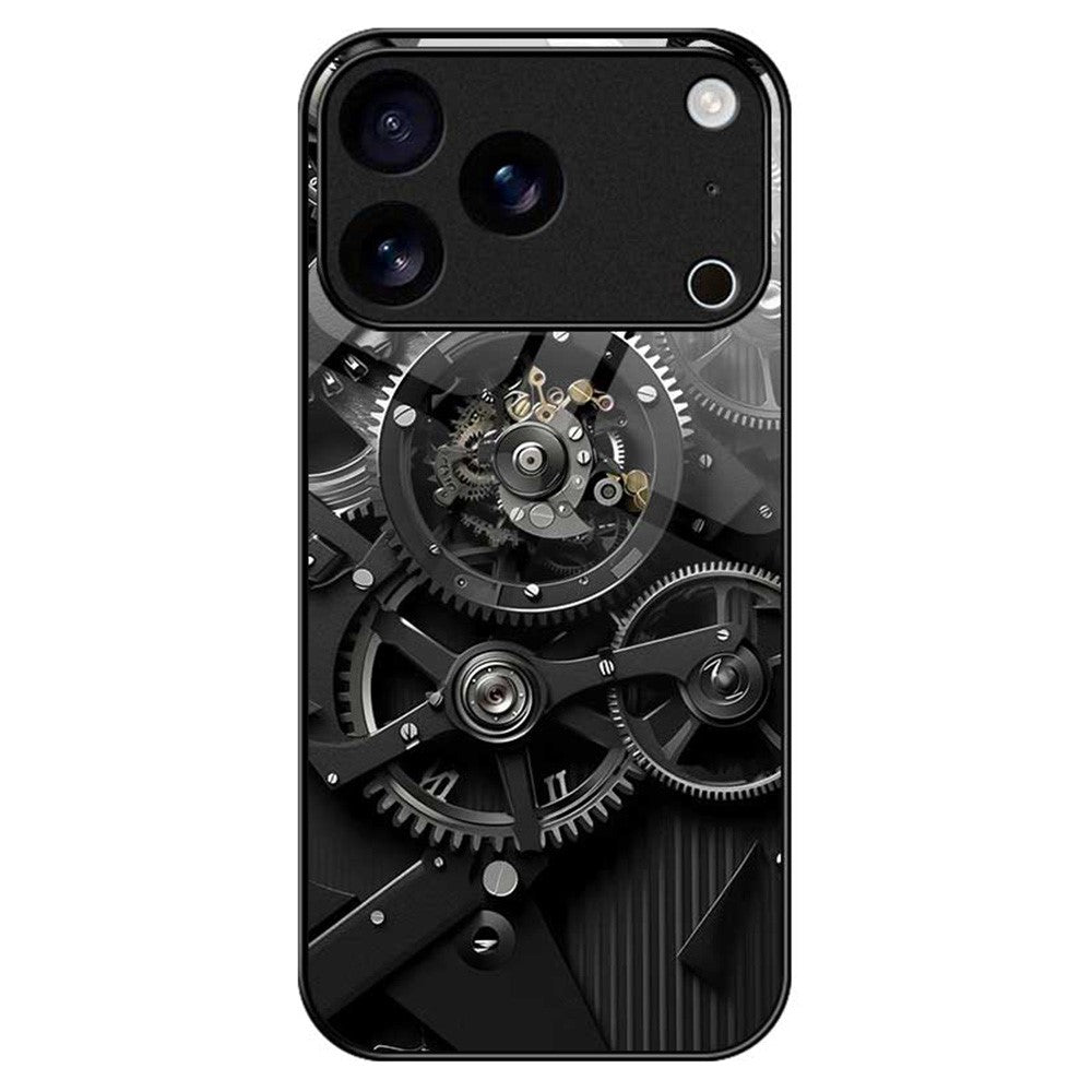 For iPhone 17 Pro Max Case Anti Drop PC TPU Tempered Glass Pattern Printing Phone Back Cover - B0183