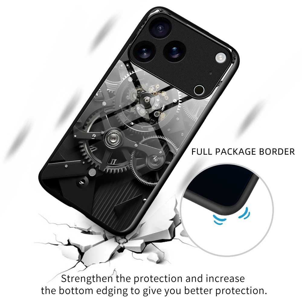 For iPhone 17 Pro Max Case Anti Drop PC TPU Tempered Glass Pattern Printing Phone Back Cover - B0183
