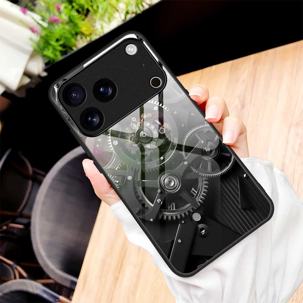 For iPhone 17 Pro Max Case Anti Drop PC TPU Tempered Glass Pattern Printing Phone Back Cover - B0183