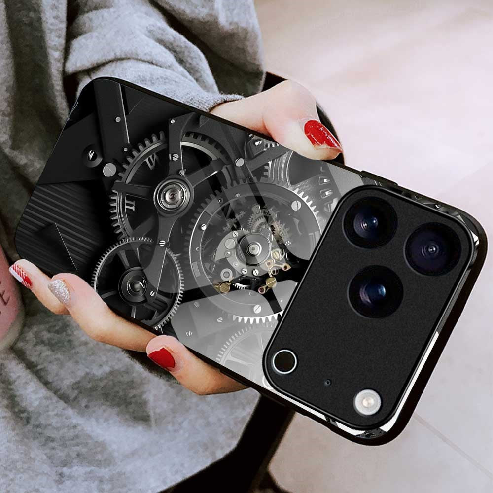 For iPhone 17 Pro Max Case Anti Drop PC TPU Tempered Glass Pattern Printing Phone Back Cover - B0183
