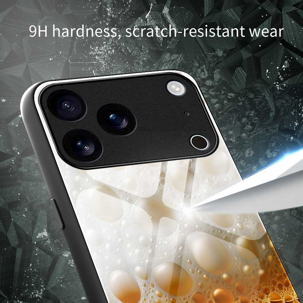 For iPhone 17 Pro Max Case Anti Drop PC TPU Tempered Glass Pattern Printing Phone Back Cover - B0184