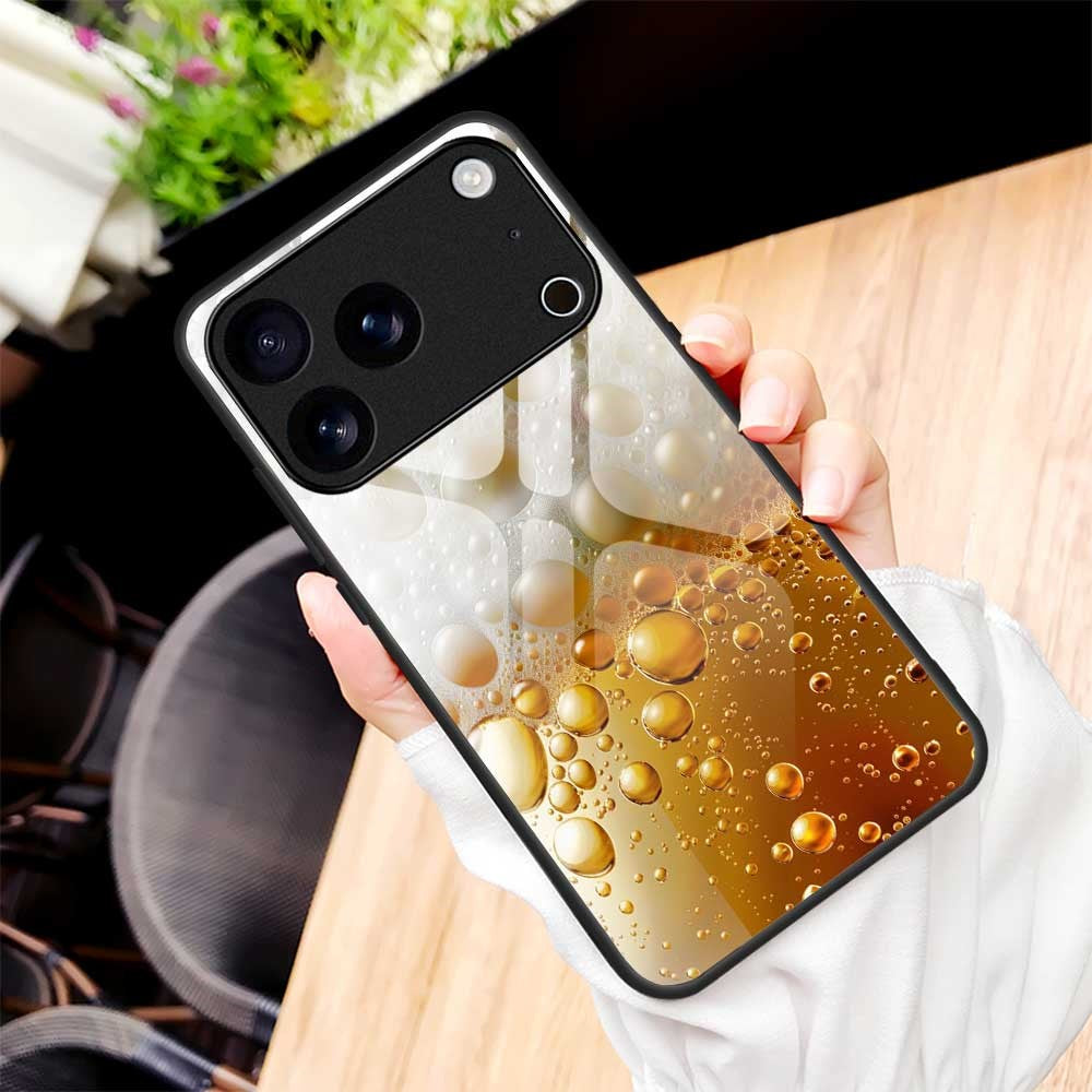 For iPhone 17 Pro Max Case Anti Drop PC TPU Tempered Glass Pattern Printing Phone Back Cover - B0184