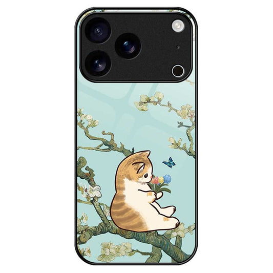 For iPhone 17 Pro Max Case Anti Drop PC TPU Tempered Glass Pattern Printing Phone Back Cover - B0187
