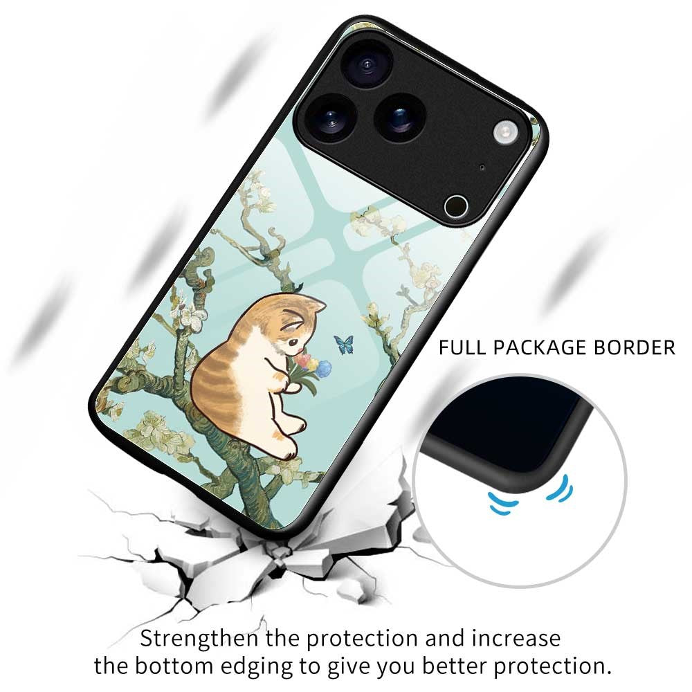 For iPhone 17 Pro Max Case Anti Drop PC TPU Tempered Glass Pattern Printing Phone Back Cover - B0187