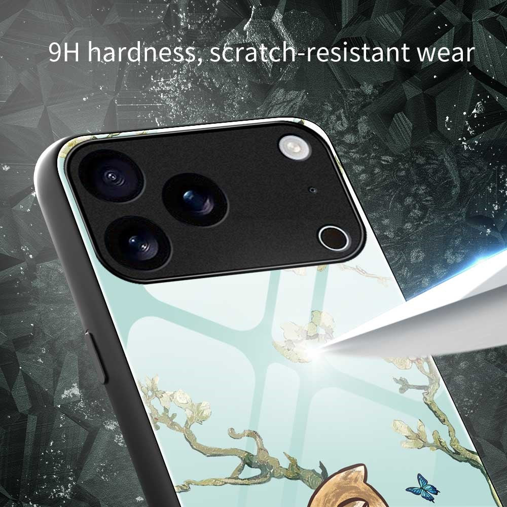 For iPhone 17 Pro Max Case Anti Drop PC TPU Tempered Glass Pattern Printing Phone Back Cover - B0187
