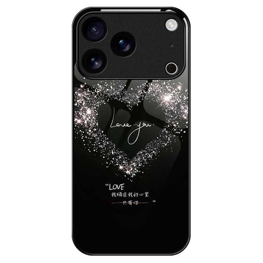 For iPhone 17 Pro Max Case Anti Drop PC TPU Tempered Glass Pattern Printing Phone Back Cover - B0189