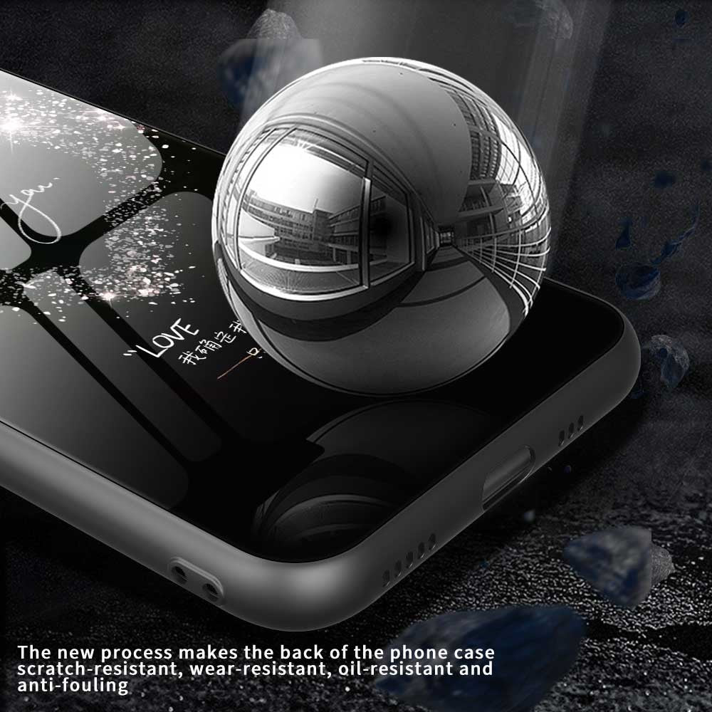 For iPhone 17 Pro Max Case Anti Drop PC TPU Tempered Glass Pattern Printing Phone Back Cover - B0189
