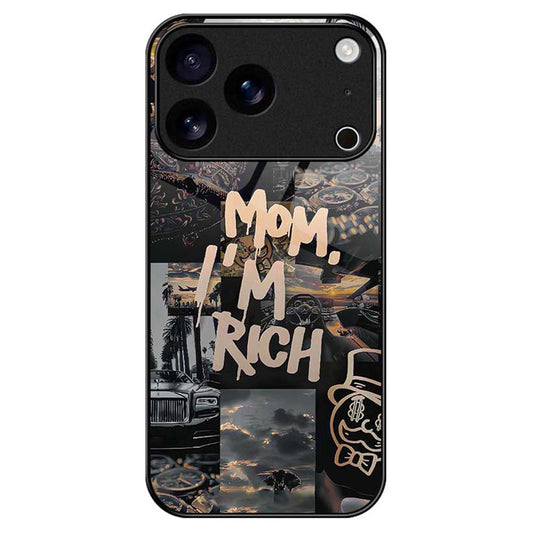 For iPhone 17 Pro Max Case Anti Drop PC TPU Tempered Glass Pattern Printing Phone Back Cover - B0190