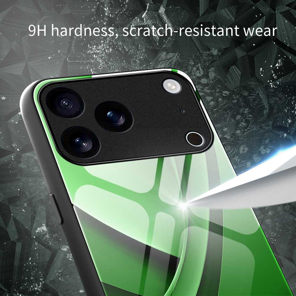 For iPhone 17 Pro Max Case Anti Drop PC TPU Tempered Glass Pattern Printing Phone Back Cover - B0192