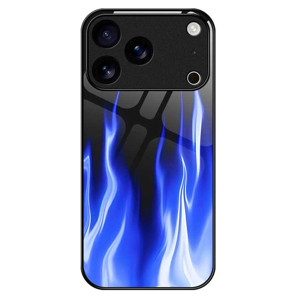 For iPhone 17 Pro Max Case Anti Drop TPU PC Tempered Glass Pattern Printing Phone Back Cover - B0193