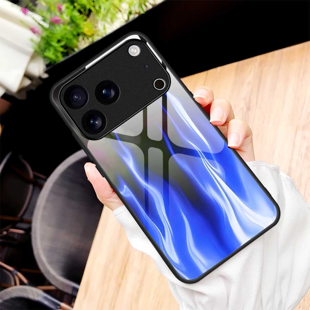 For iPhone 17 Pro Max Case Anti Drop TPU PC Tempered Glass Pattern Printing Phone Back Cover - B0193