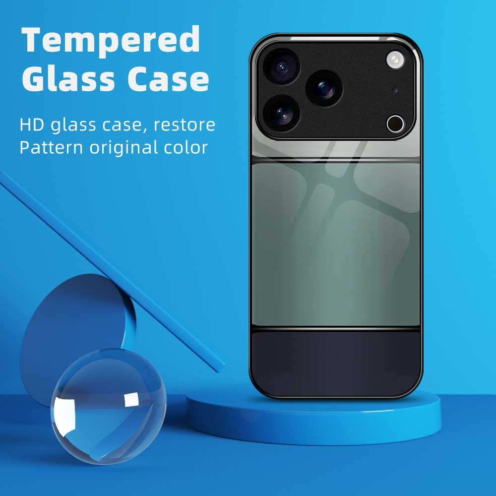 For iPhone 17 Pro Max Case Anti Drop TPU PC Tempered Glass Pattern Printing Phone Back Cover - B0194