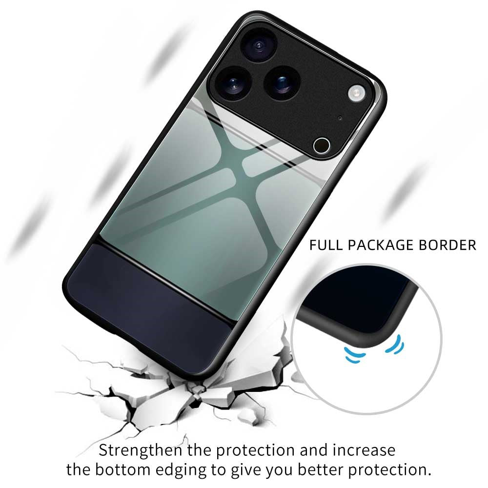 For iPhone 17 Pro Max Case Anti Drop TPU PC Tempered Glass Pattern Printing Phone Back Cover - B0194