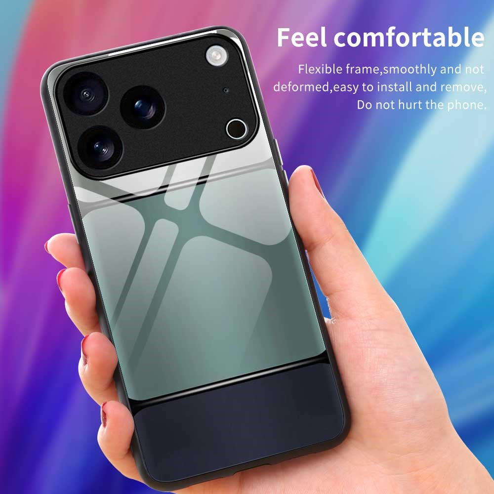 For iPhone 17 Pro Max Case Anti Drop TPU PC Tempered Glass Pattern Printing Phone Back Cover - B0194