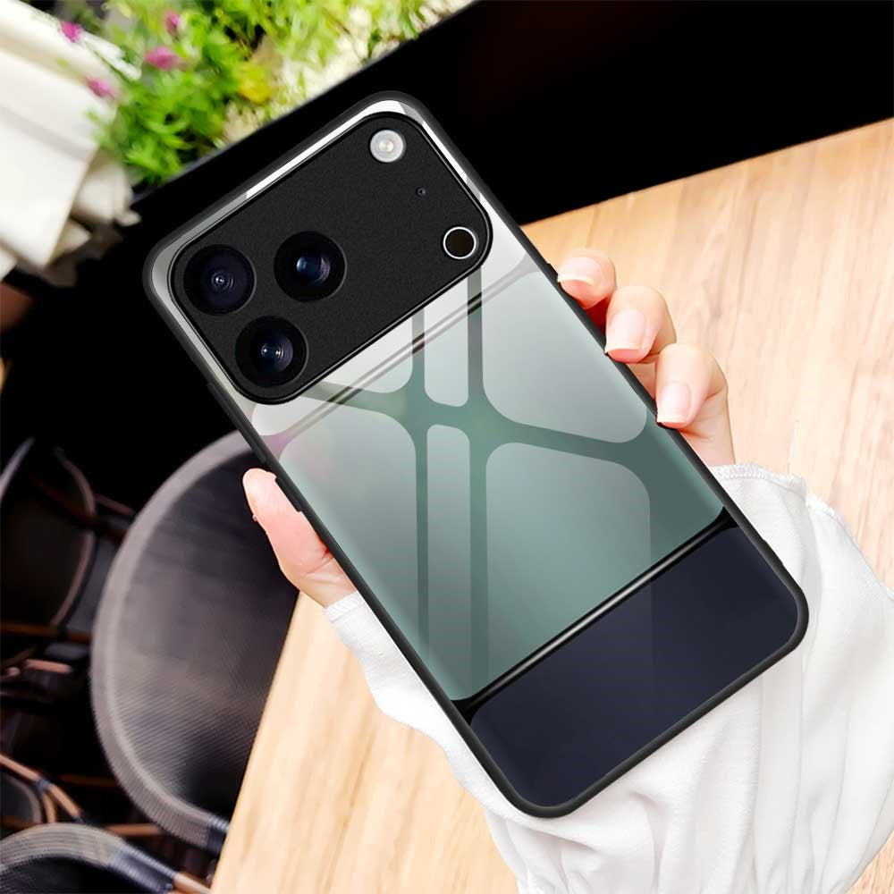 For iPhone 17 Pro Max Case Anti Drop TPU PC Tempered Glass Pattern Printing Phone Back Cover - B0194