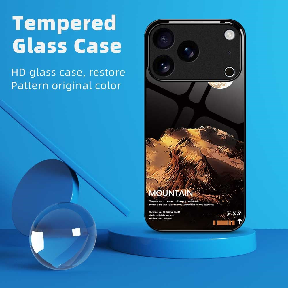 For iPhone 17 Pro Max Case Anti Drop TPU PC Tempered Glass Pattern Printing Phone Back Cover - B0195