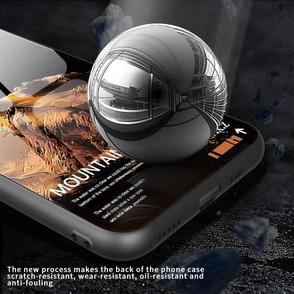 For iPhone 17 Pro Max Case Anti Drop TPU PC Tempered Glass Pattern Printing Phone Back Cover - B0195