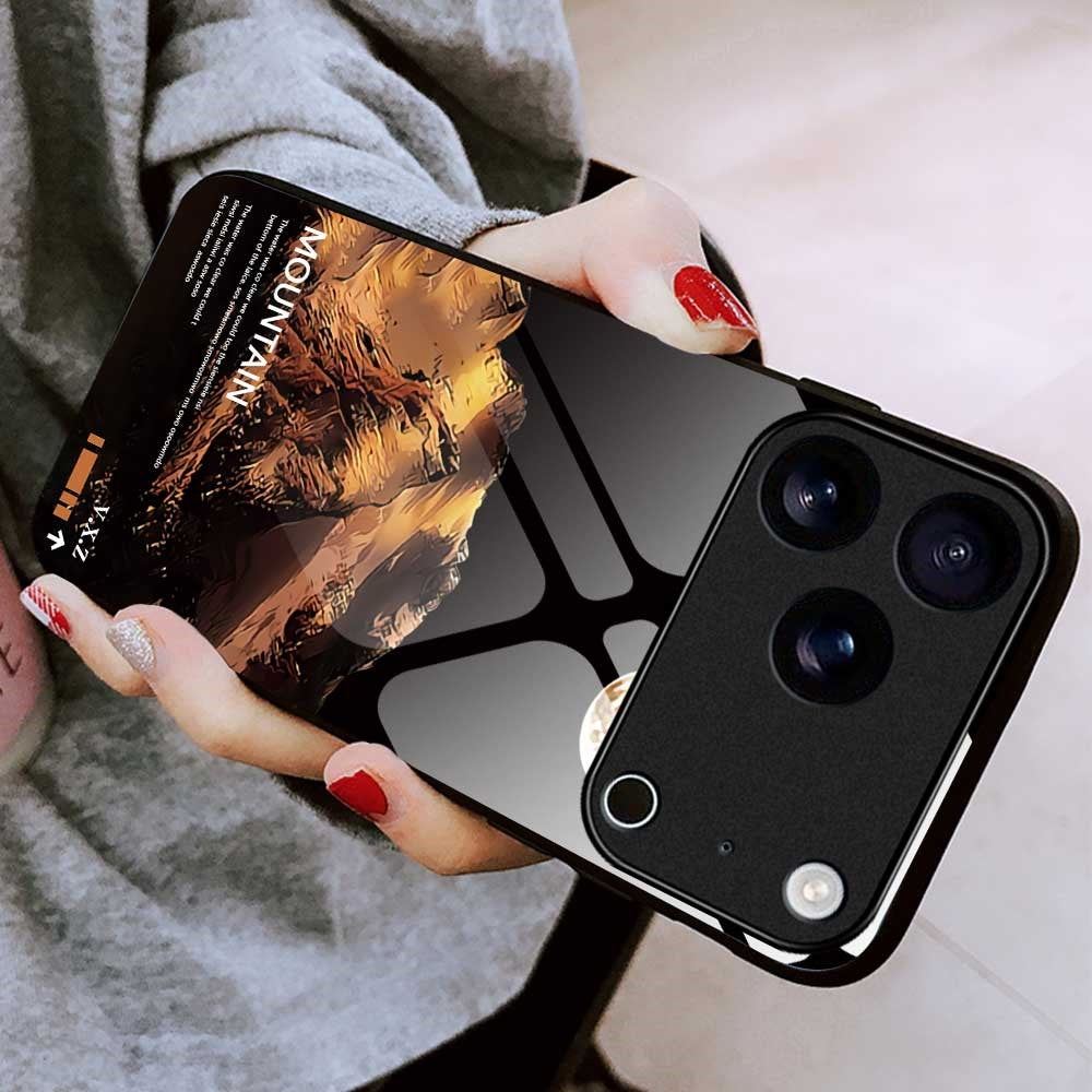 For iPhone 17 Pro Max Case Anti Drop TPU PC Tempered Glass Pattern Printing Phone Back Cover - B0195