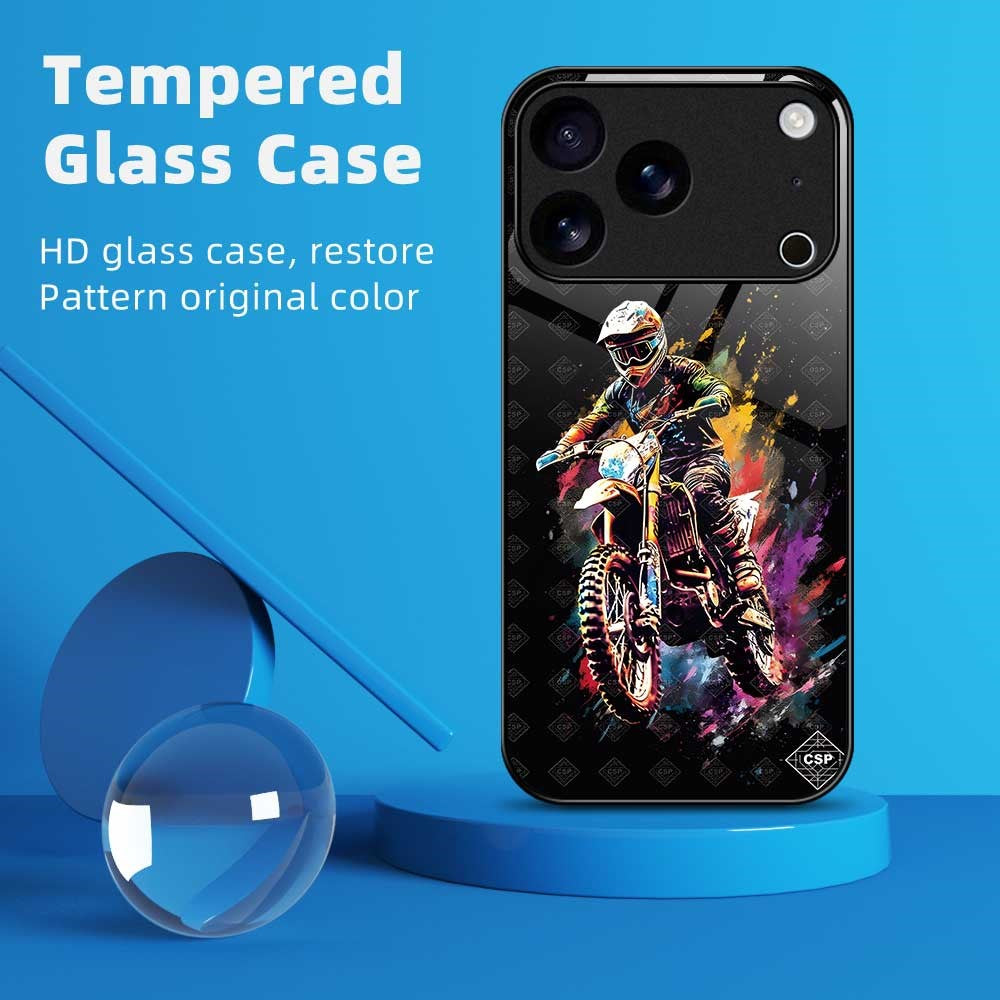 For iPhone 17 Pro Max Case Anti Drop TPU PC Tempered Glass Pattern Printing Phone Back Cover - B0196