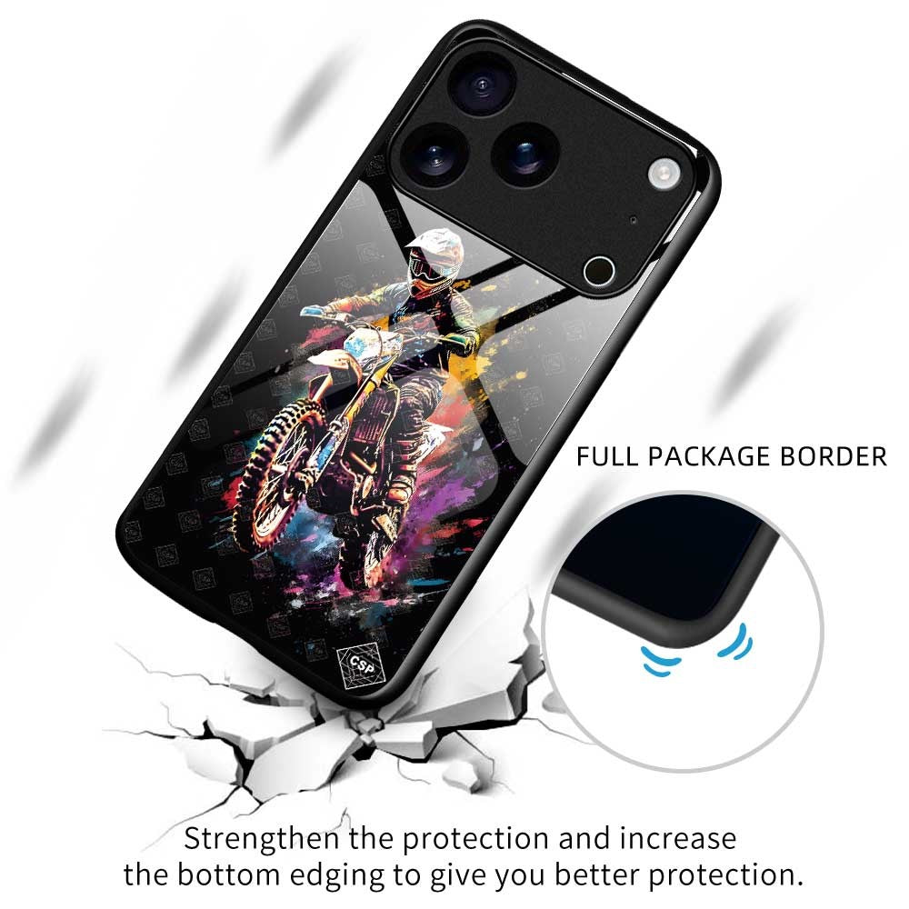 For iPhone 17 Pro Max Case Anti Drop TPU PC Tempered Glass Pattern Printing Phone Back Cover - B0196
