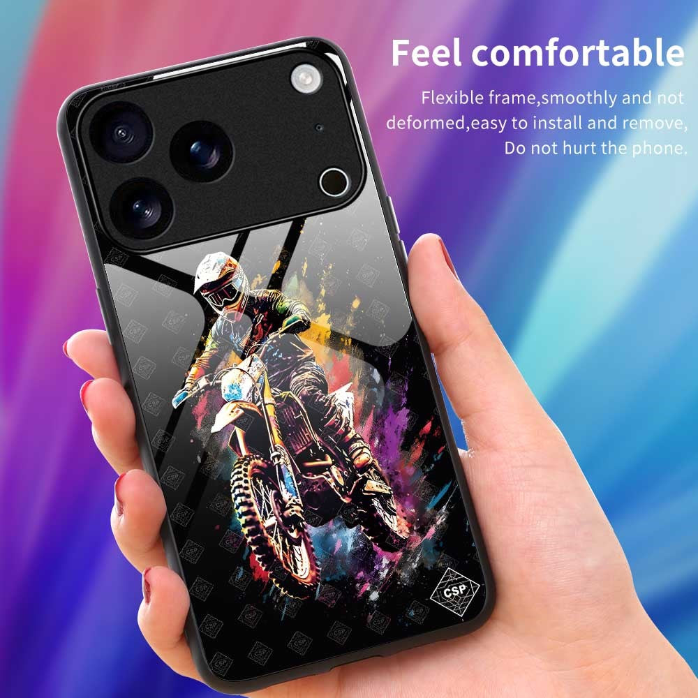 For iPhone 17 Pro Max Case Anti Drop TPU PC Tempered Glass Pattern Printing Phone Back Cover - B0196