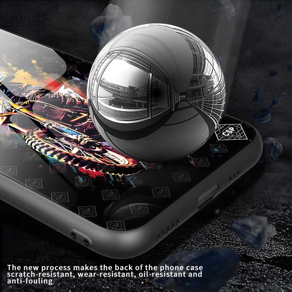 For iPhone 17 Pro Max Case Anti Drop TPU PC Tempered Glass Pattern Printing Phone Back Cover - B0196