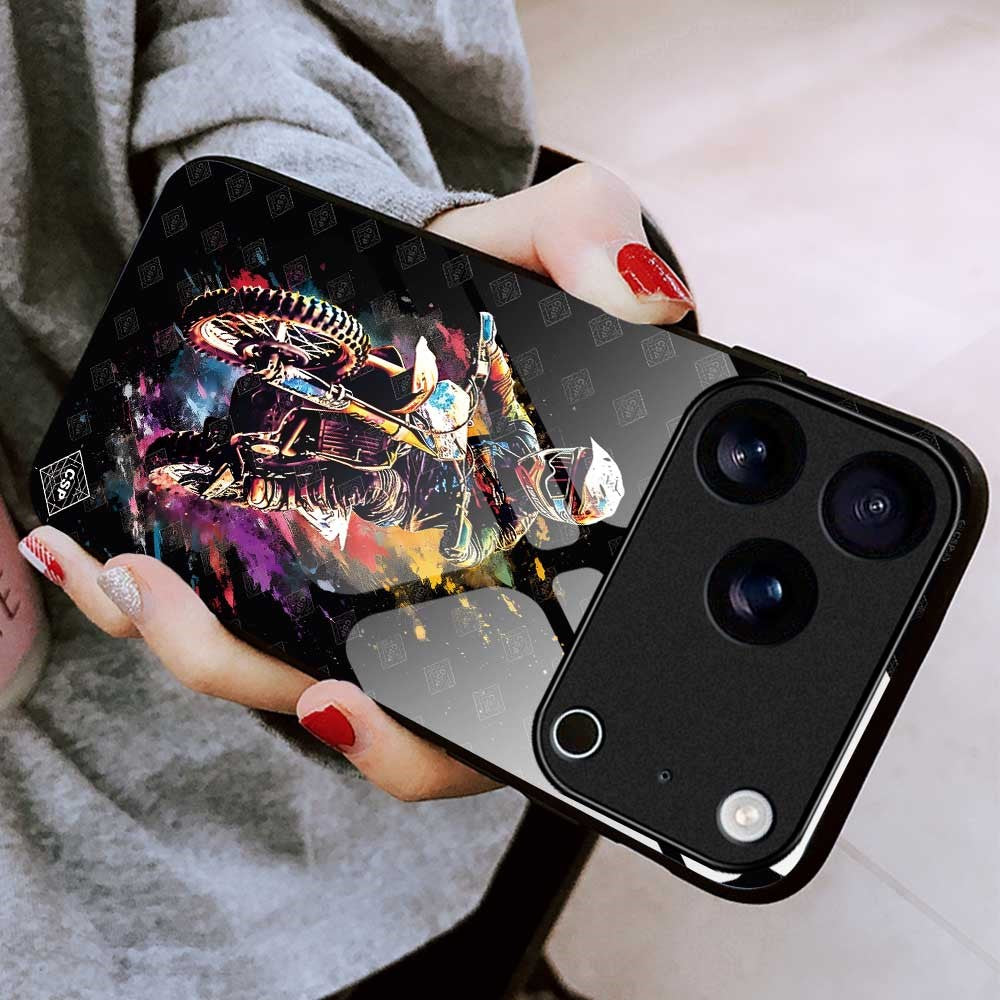 For iPhone 17 Pro Max Case Anti Drop TPU PC Tempered Glass Pattern Printing Phone Back Cover - B0196