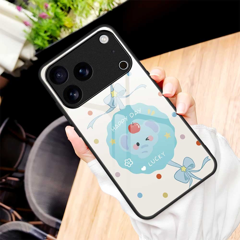 For iPhone 17 Pro Max Case Anti Drop TPU PC Tempered Glass Pattern Printing Phone Back Cover - B0197