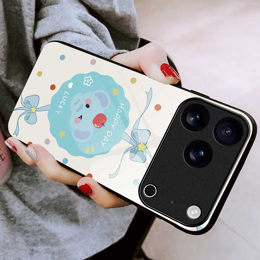 For iPhone 17 Pro Max Case Anti Drop TPU PC Tempered Glass Pattern Printing Phone Back Cover - B0197