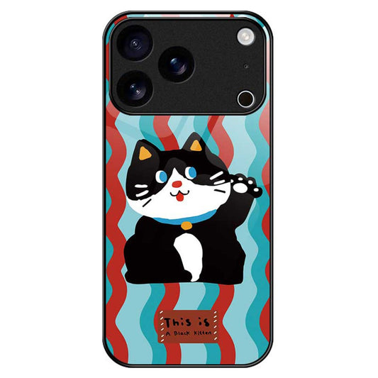 For iPhone 17 Pro Max Case Anti Drop TPU PC Tempered Glass Pattern Printing Phone Back Cover - B0198