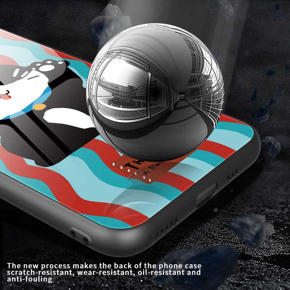 For iPhone 17 Pro Max Case Anti Drop TPU PC Tempered Glass Pattern Printing Phone Back Cover - B0198