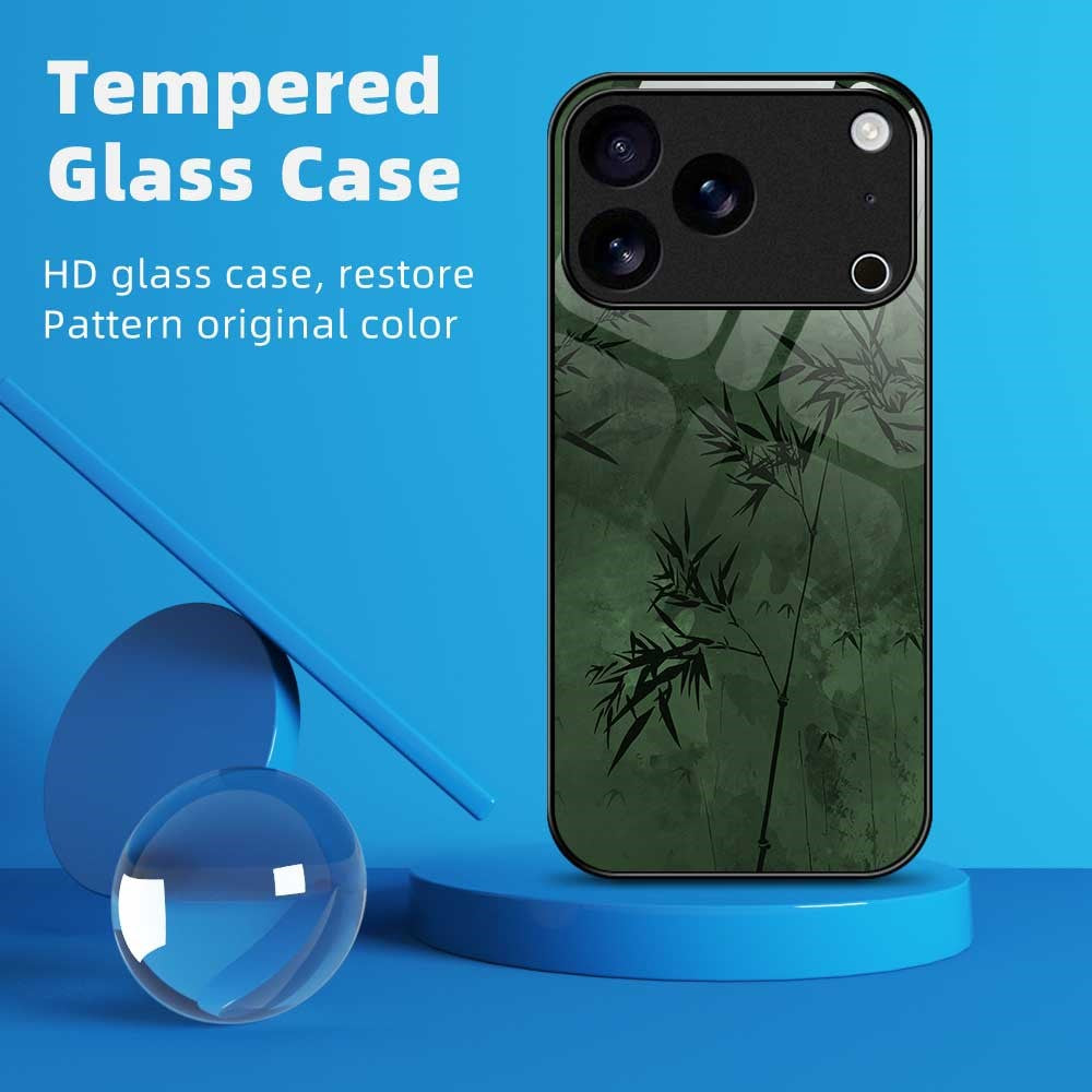 For iPhone 17 Pro Max Case Anti Drop TPU PC Tempered Glass Pattern Printing Phone Back Cover - B0201
