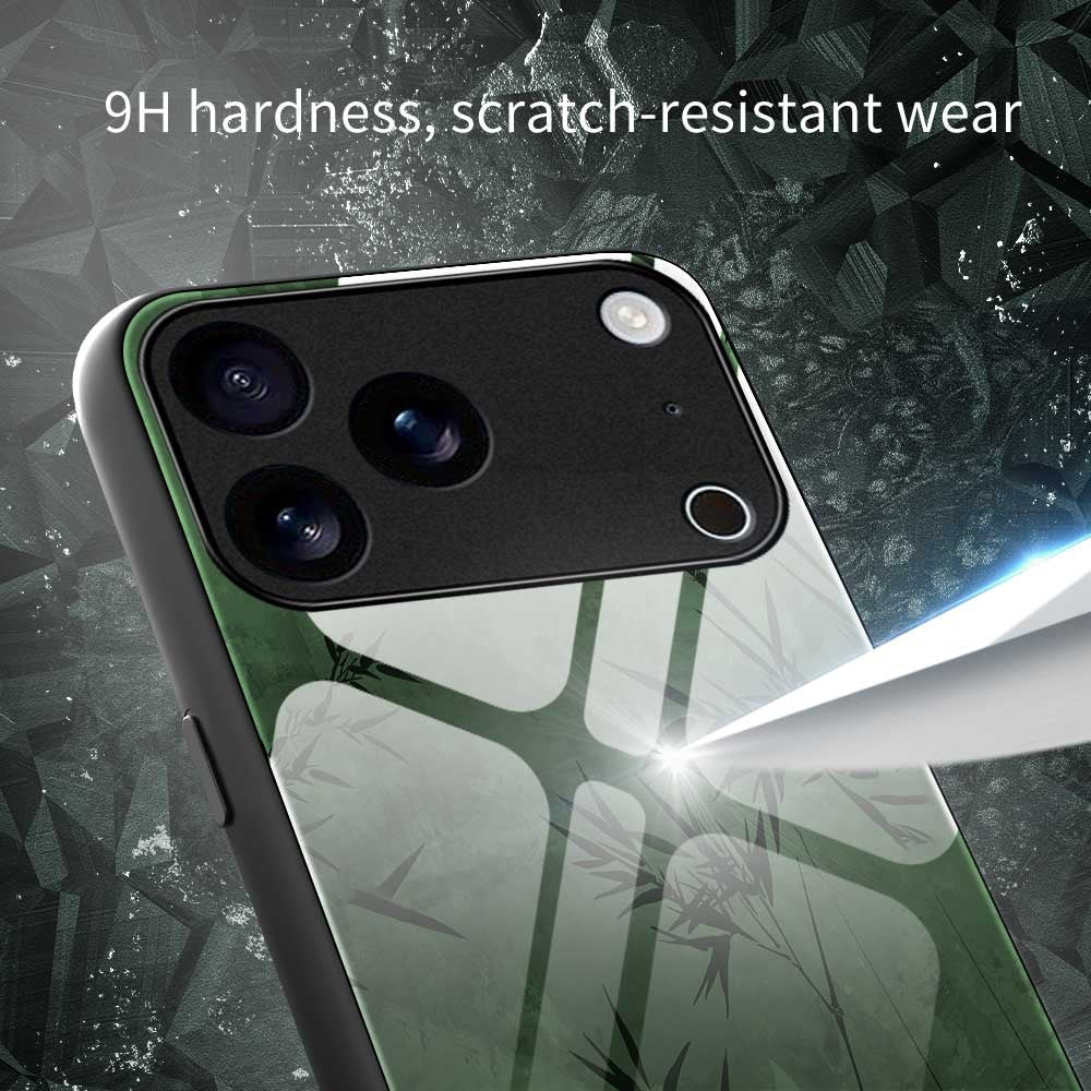 For iPhone 17 Pro Max Case Anti Drop TPU PC Tempered Glass Pattern Printing Phone Back Cover - B0201