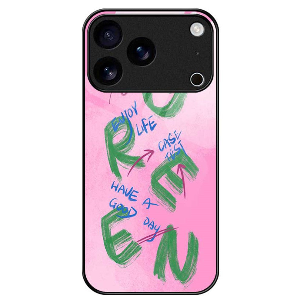 For iPhone 17 Pro Max Case Anti Drop TPU PC Tempered Glass Pattern Printing Phone Back Cover - B0202