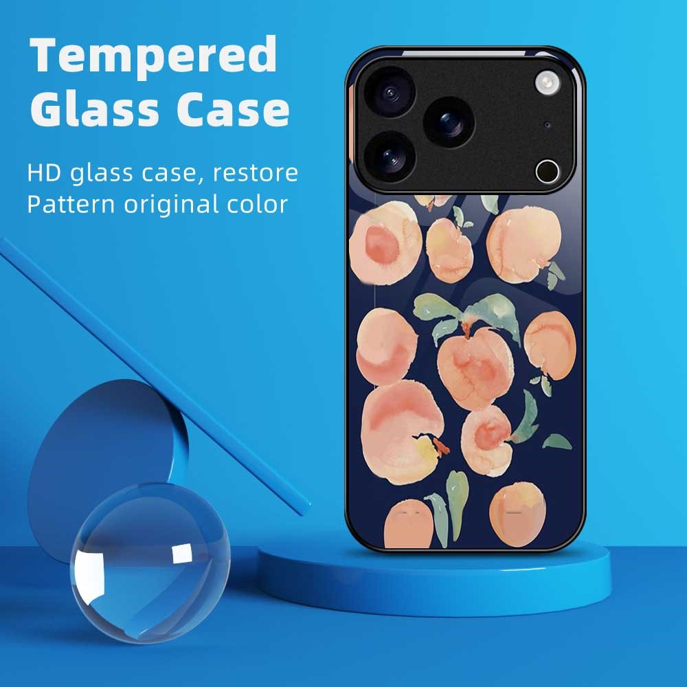 For iPhone 17 Pro Max Case Anti Drop TPU PC Tempered Glass Pattern Printing Phone Back Cover - B0203
