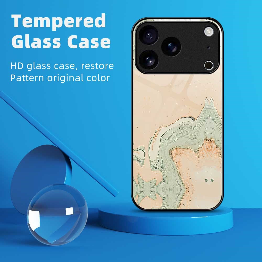 For iPhone 17 Pro Max Case Anti Drop TPU PC Tempered Glass Pattern Printing Phone Back Cover - B0205
