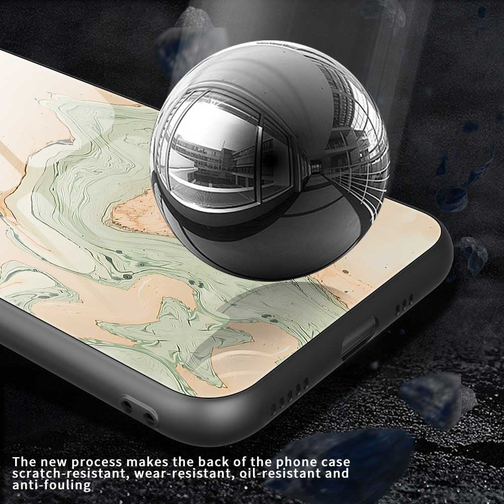 For iPhone 17 Pro Max Case Anti Drop TPU PC Tempered Glass Pattern Printing Phone Back Cover - B0205